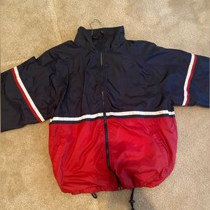Track jacket (thrifted) size medium zipper pockets and drawstrings